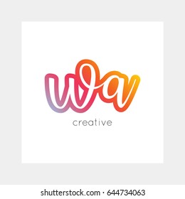 WA logo, vector. Useful as branding, app icon, alphabet combination, clip-art.