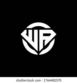 WA monogram logo with diamond shape and ring circle rounded design template