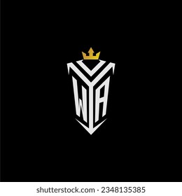 WA monogram logo initial for shield  crown style design