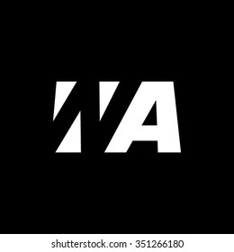 WA negative space letter logo black background