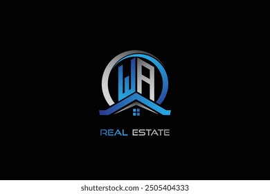 WA real estate letters logo design for construction or house. WA real estate letters logo Vector design