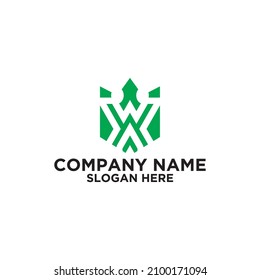 WA royal Logo Design Template Vector monogram.