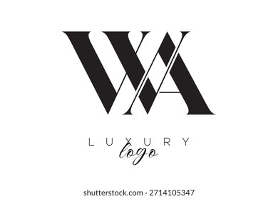 Logotipo de la tipografía del monograma de la letra de WA Serif para la identidad elegante de la marca de Premium