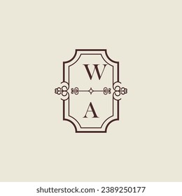 WA vintage wedding initial logo in high quality professional design that will print well across any print media