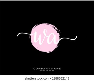 WA W A Initial handwriting logo template