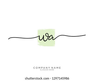 WA W A Initial handwriting logo template