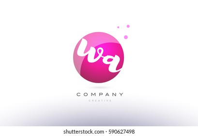 wa w a  sphere pink 3d alphabet company letter combination logo hand writting written design vector icon template 