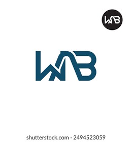 Diseño de monograma de letra de logotipo WAB