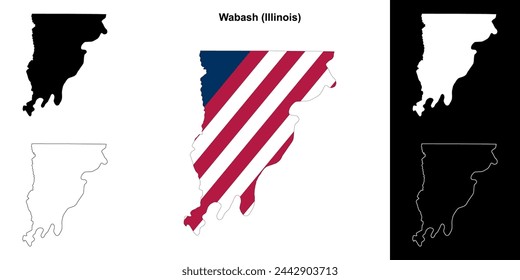 Wabash county (Illinois) outline map set