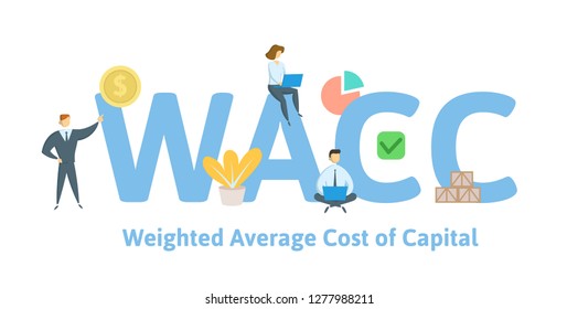 WACC, Weighted Average Cost of Capital. Concept with keywords, letters and icons. Colored flat vector illustration. Isolated on white background.