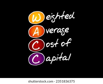 WACC Weighted Average Cost of Capital - rate that a company is expected to pay on average to all its security holders to finance its assets, acronym text concept background