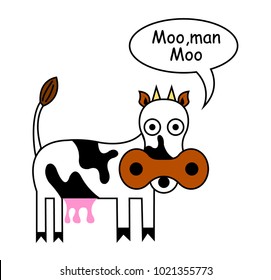 A wacky cow cartoon illustration