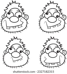 wacky face funny face vector illustration with line art black and white vector artwork funny mad cartoon character