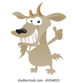 Wacky goat cartoon character giving a thumbs-up to the audience.