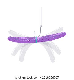 Wacky worm rig with soft plastic bait for rishing bass and other predatory fish