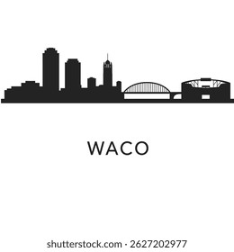 Waco Texas City Minimalist Skyline Silhouette with Black and White.