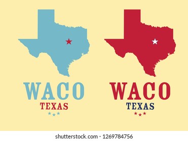 Waco Texas typography with map, Vector EPS 10.