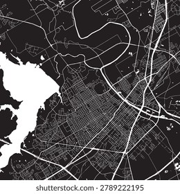 Waco Texas Vector Map, Detailed City Street Map Black and White Minimalist Line Art