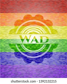 Wad emblem on mosaic background with the colors of the LGBT flag