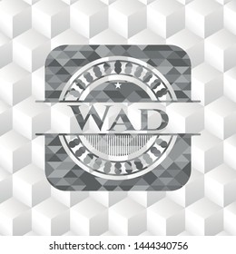 Wad grey emblem with geometric cube white background