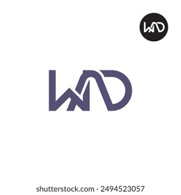 Diseño de monograma de letra de logotipo WAD