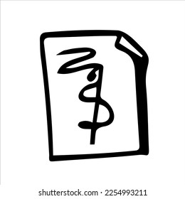 A wad of paper money. A dollar bill. Vector illustration hand-drawn. Template design, sketch, clipart, logo, sketch.
