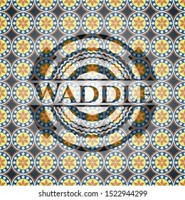 Waddle arabic badge background. Arabesque decoration.