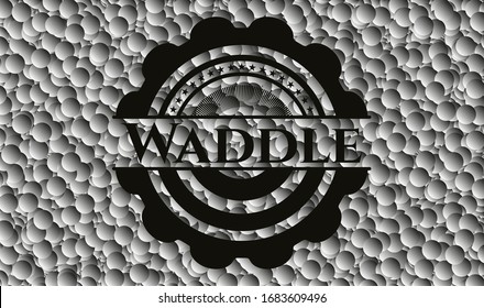 Waddle black emblem with grey bubbles background. Vector Illustration. Detailed.