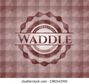 Waddle red seamless emblem or badge with abstract geometric polygonal pattern background.