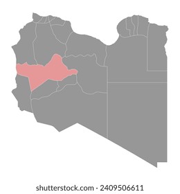 Wadi al Shatii district map, administrative division of Libya. Vector illustration.