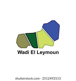 Mapa de Wadi El Leymoun. mapa vetorial do Líbano País projeto colorido, modelo de design de ilustração em fundo branco