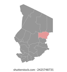 Wadi Fira Region map, administrative division of Chad. Vector illustration.