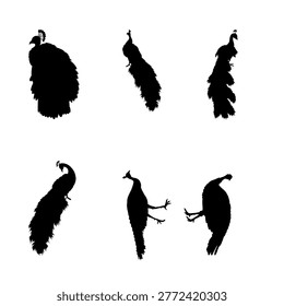 Wading Bird Silhouettes. Waterbird Vector Pack. Wildlife Clipart Collection. Black Nature Illustration