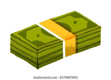 Wads of Money isolated flat vector illustration on white background.