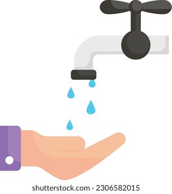 Wadu or water tap with human hand Vector color Icon Design, Eid al-Adha or Eid-ul-Kabir Symbol, Hajj Sign, Muslims religious Festival Stock illustration, Ablution Concept