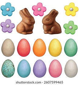 Waetercolor hand drawn chocolate bunny easter sweet