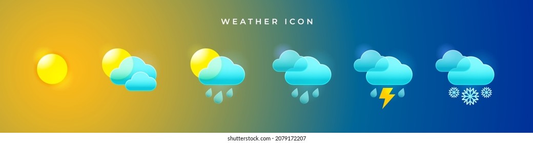 Waether icon set with modern minimalism concept for material deign template