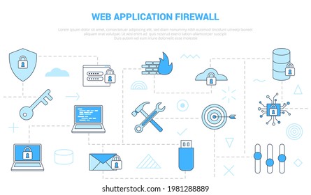 Waf Web Application Firewall Concept With Icon Set Template Banner With Modern Blue Color Style