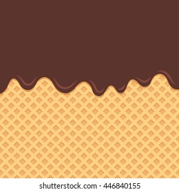Wafer background with flowing chocolate.