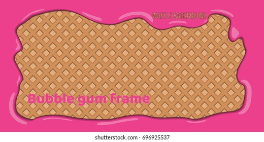 wafer background with pink bubble gum frame
