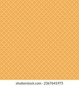 Ilustración vectorial de fondo de Wafer. Patrón de Waffle. Textura del cono de crema de hielo