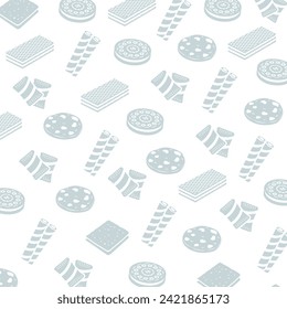 wafer and biscuit icon patterns, various types of wafers and biscuits. vector eps 10
