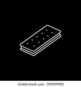 Wafer Cookie Line Icon On Black Background