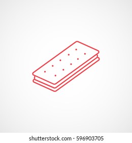 Wafer Cookie Red Line Icon On White Background