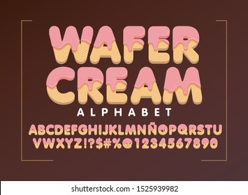 wafer cream alphabet, Ice Pink cream melted decorative letters and numbers