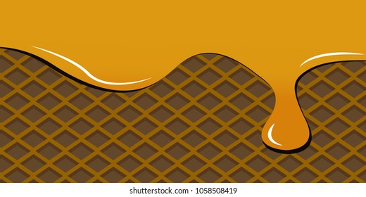 wafer and dripping honey, vector art and illustration
