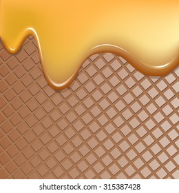 Wafer and flowing caramel 