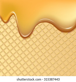 Wafer and flowing caramel 