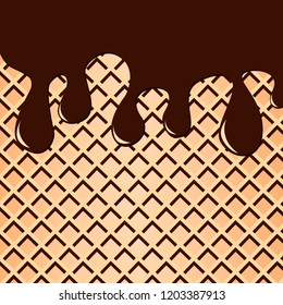 Wafer and flowing chocolate - vector background
