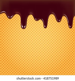 Wafer and flowing chocolate - vector background